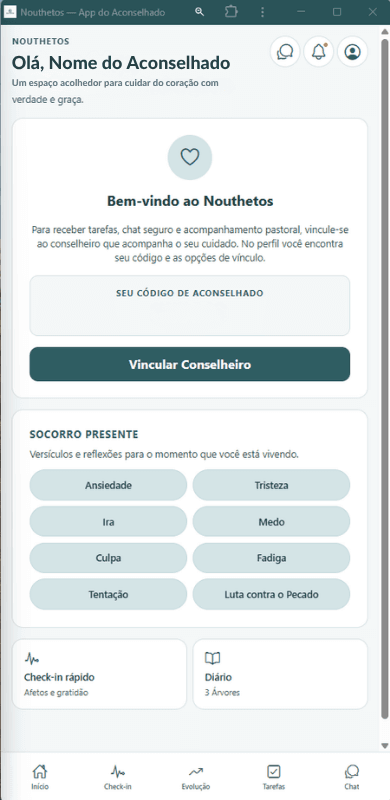 Aplicativo do aconselhado — Mapeamento do Coração no celular